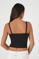 Women's Ribbed Half-Button Cropped Cami