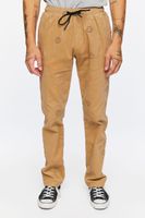 Men Happy Face Corduroy Drawstring Pants in Khaki Small