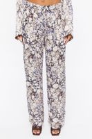 Women's Abstract Marble Print Trouser Pants in Cream Small