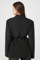 Women's Belted Single-Breasted Blazer in Black Small