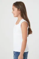 Girls Lace-Trim Sleeveless Top (Kids) in White, 5/6