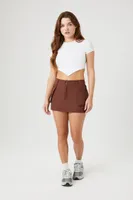 Women's Patch Pocket A-Line Mini Skirt in Chocolate Small