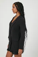 Women's Notched Longline Blazer in Black Small