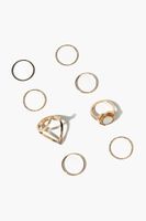 Women's Faux Gem Ring Set in Gold, 7