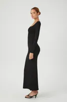 Women's Ribbed Bodycon Maxi Dress in Black Large