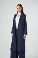 Women's Notched Denim Trench Coat in Dark Denim Small