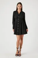 Women's A-Line Mini Shirt Dress in Black, XS