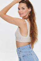 Women's Crochet Crop Top in Beige Large