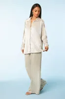 Women's Ribbed Metallic Shirt & Pants Set