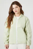 Women's Convertible Zip-Up Windbreaker Jacket Lily Pad/White,