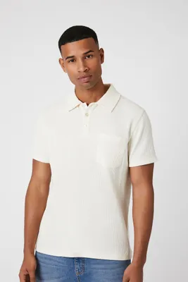 Men Ribbed Slim-Fit Pocket Polo Shirt