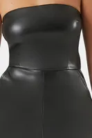 Women's Faux Leather Tube Jumpsuit in Black Small