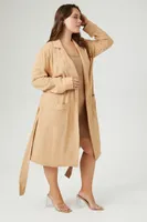 Women's Belted Twill Trench Coat in Khaki, 2X