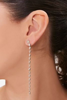 Women's Rhinestone Duster Earrings in Gold/Clear