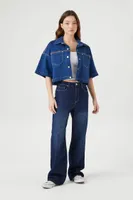 Women's Cropped Denim Drop-Sleeve Shirt