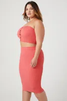 Women's Tube Top & Skirt Set in Coral, 3X