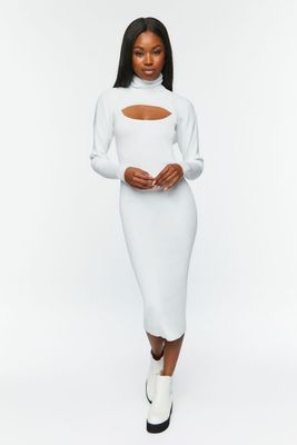 Women's Sweater-Knit Midi Dress & Bolero Set in White Large