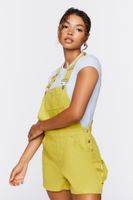 Women's Denim Overall Shorts in Herbal Green Medium