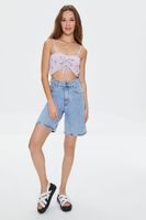 Women's Floral Crochet Cropped Cami in Lavender Large