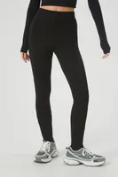 Women's Ribbed Knit High-Rise Leggings in Black, XL