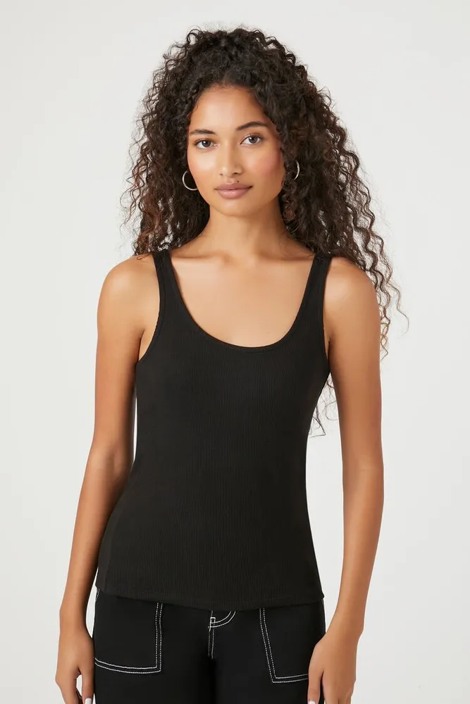 Forever 21 Women's Cotton-Blend Tank Top in Black Small