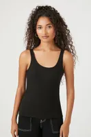 Women's Cotton-Blend Tank Top in Black Large