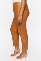 Women's Faux Leather Ankle Pants in Almond, 1X