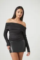 Women's Ruched Off-the-Shoulder Top in Black Small