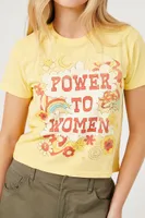 Power to Women's Graphic Baby T-Shirt in Yellow Medium