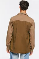 Men Colorblock Corduroy Shirt in Khaki Medium