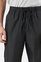 Men Slim-Fit Drawstring Pants in Black, XXL