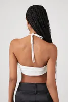 Women's Mesh Crisscross Halter Top in White, XL