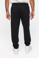 Men Fleece Drawstring Joggers in Black Small