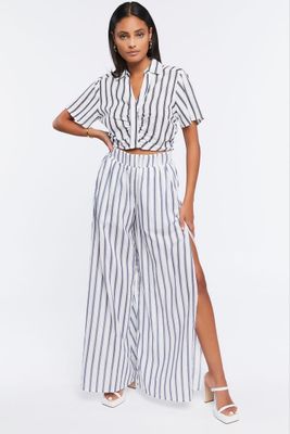 Women's Striped Palazzo Pants in Navy/White Small