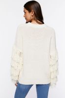 Women's Chunky Fringe-Trim Sweater in Cream Medium