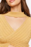 Women's Cable Knit Cutout Crossover Sweater