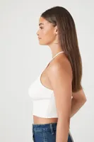 Women's Lace-Up Cropped Cami in White Small