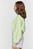 Women's French Terry V-Neck Pullover in Green Small