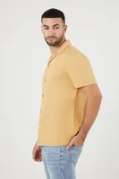 Men Rayon Short-Sleeve Shirt in Camel Medium