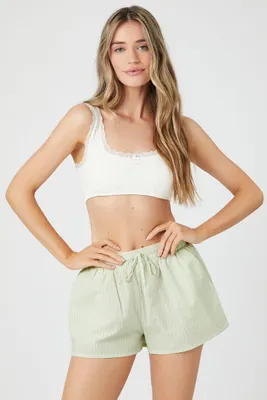 Women's Striped Pajama Shorts in Pistachio Medium