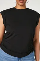 Women's Ruched Muscle T-Shirt in Black, 0X