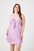 Women's Satin Slip Mini Dress in Purple, 0X