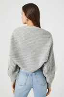 Women's Batwing Open-Front Cardigan Sweater in Grey Small