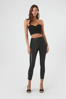 Women's Faux Leather High-Rise Ankle Pants in Black Large