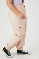 Women's Cotton Cargo Joggers in Nude Pink, 1X