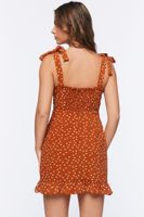 Women's Polka Dot Print Sweetheart Dress Tan/White