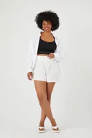 Women's Smocked Pull-On Shorts in White, 3X