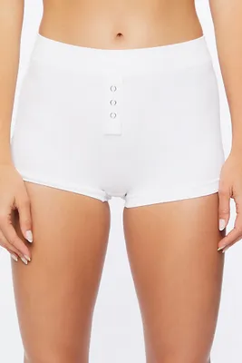 Women's Seamless Boyshort Shortie Panties in White Medium