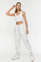 Women's Active Racerback Cropped Tank Top in White Small