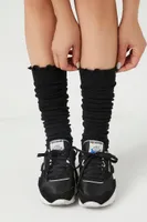 Lettuce-Edge Leg Warmers in Black